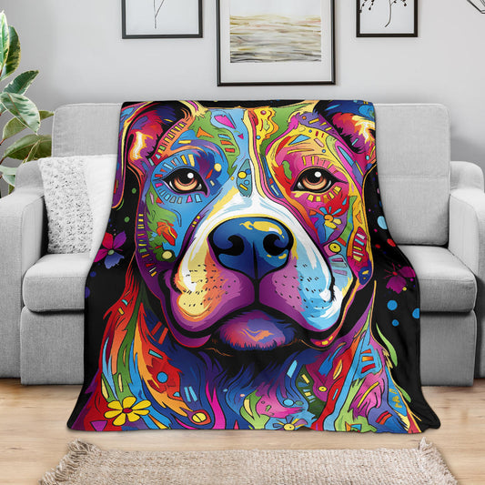 American Staffordshire Terrier Blanket, Trippy Psychedelics American Staffordshire Terrier Fleece Blanket, American Staffordshire Terrier Throw Blanket, American Staffordshire Terrier Gifts