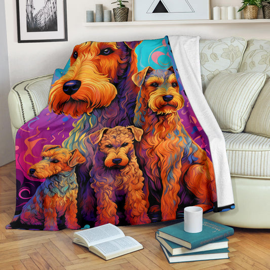 Welsh Terrier Blanket, Trippy Psychedelics Welsh Terrier Fleece Blanket, Welsh Terrier Throw Blanket, Welsh Terrier Gifts