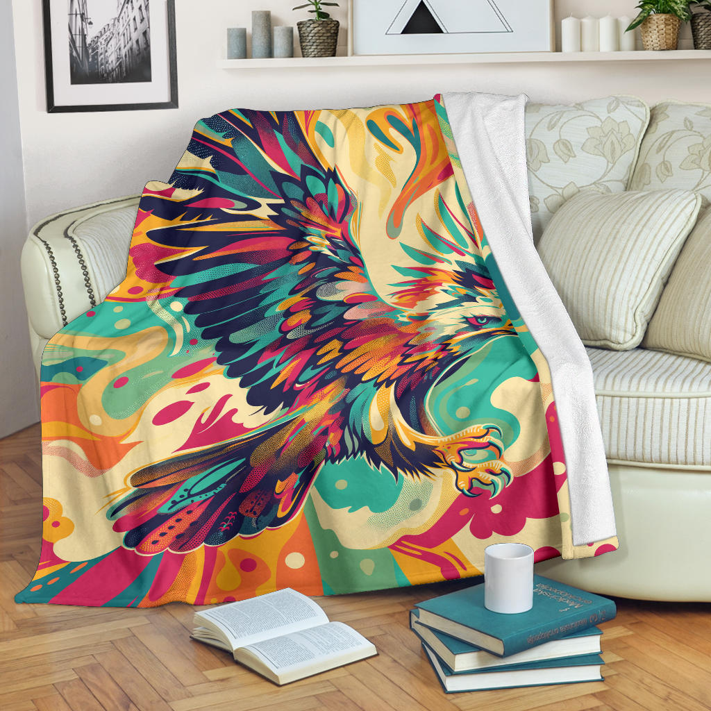 Eagle Blanket, Trippy Psychedelics Eagle Fleece Blanket, Eagle Throw Blanket, Eagle Gifts