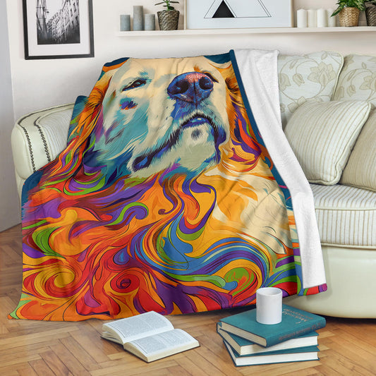 Great Pyrenees Blanket, Trippy Psychedelics Great Pyrenees Fleece Blanket, Great Pyrenees Throw Blanket, Great Pyrenees Gifts