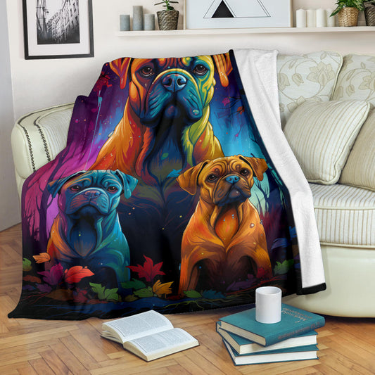 Bullmastiff Blanket, Trippy Psychedelics Bullmastiff Fleece Blanket, Bullmastiff Throw Blanket, Bullmastiff Gifts