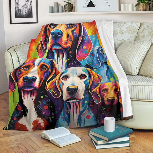 English Foxhound Blanket, Trippy Psychedelics English Foxhound Fleece Blanket, English Foxhound Throw Blanket, English Foxhound Gifts