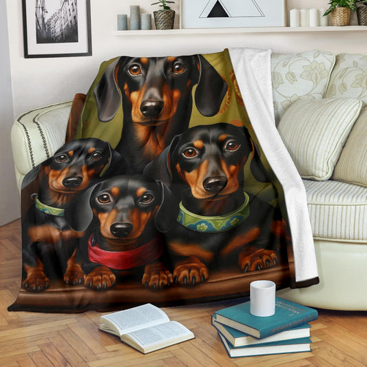 Dachshund Family Blanket, Dachshund Fleece Blanket, Dachshund Gifts, Dachshund Throw Blanket