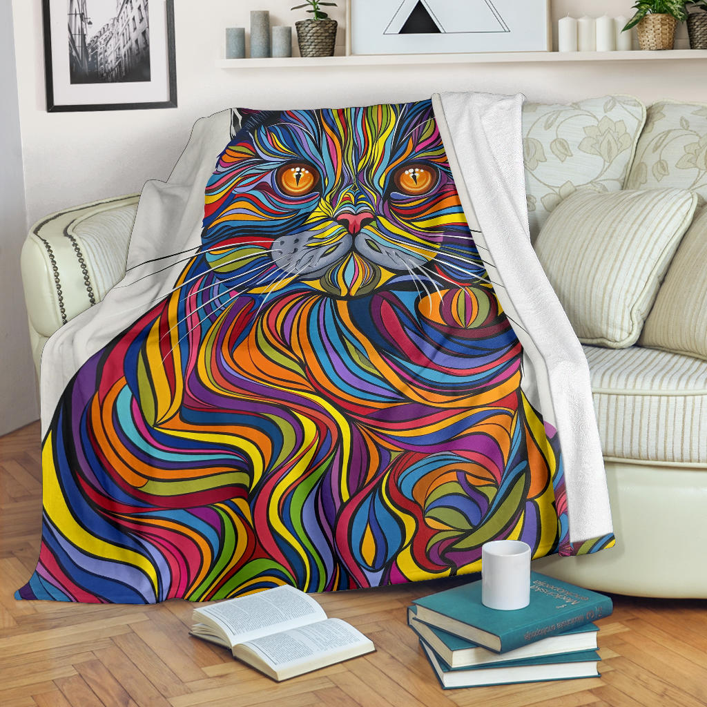 British Shorthair cat Blanket, Trippy Psychedelics British Shorthair cat Fleece Blanket, British Shorthaircat Throw Blanket, British Shorthair cat Gifts