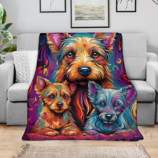 Australian Terrier Blanket, Trippy Psychedelics Australian Terrier Fleece Blanket, Australian Terrier Throw Blanket, Australian Terrier Gifts