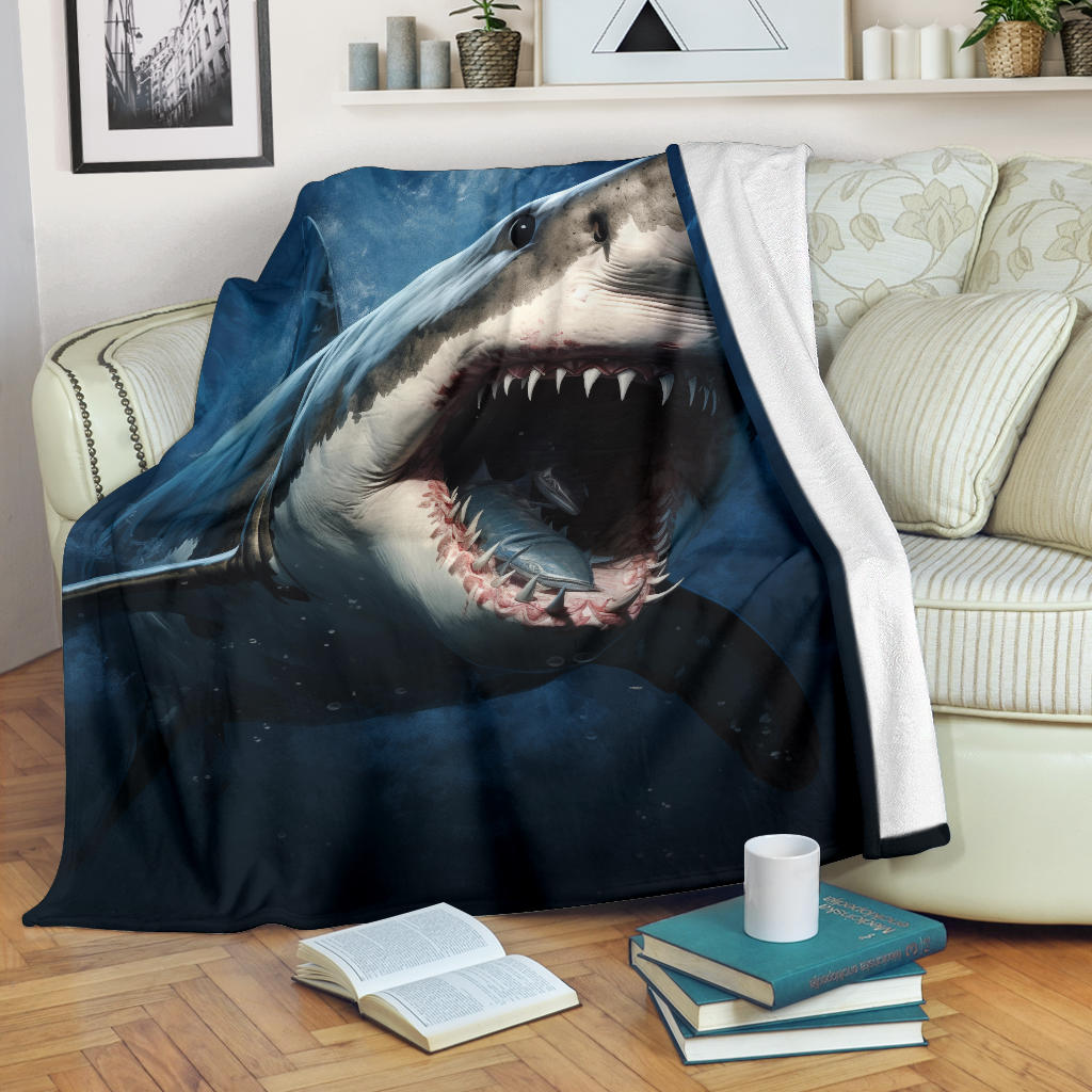 Great White Shark Blanket, Shark Throw Blanket, Shark Fleece Blanket, Shark Gifts, Custom Shark Blanket