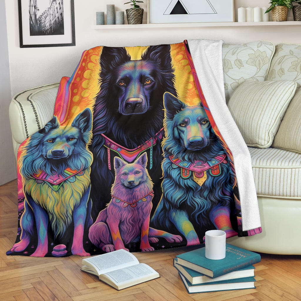 Belgian Tervuren Blanket, Trippy Psychedelics Belgian Tervuren Fleece Blanket, Belgian Tervuren Throw Blanket, Belgian Tervuren Gifts