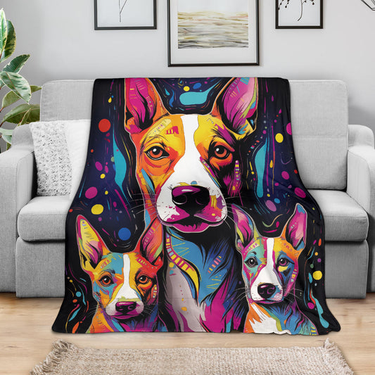 Basenji Blanket, Trippy Psychedelics Basenji Fleece Blanket, Basenji Throw Blanket, Basenji Gifts