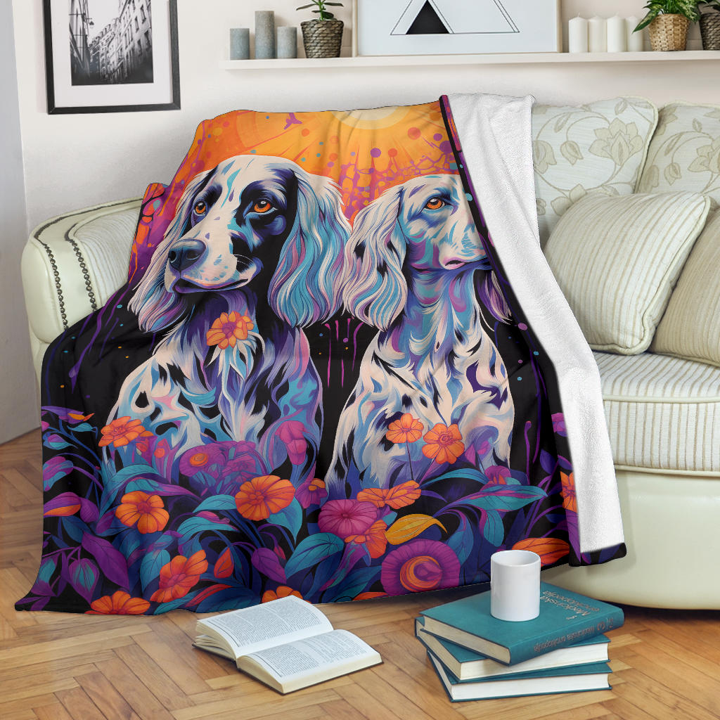 English Setter Blanket, Trippy Psychedelics English Setter Fleece Blanket, English Setter Throw Blanket, English Setter Gifts