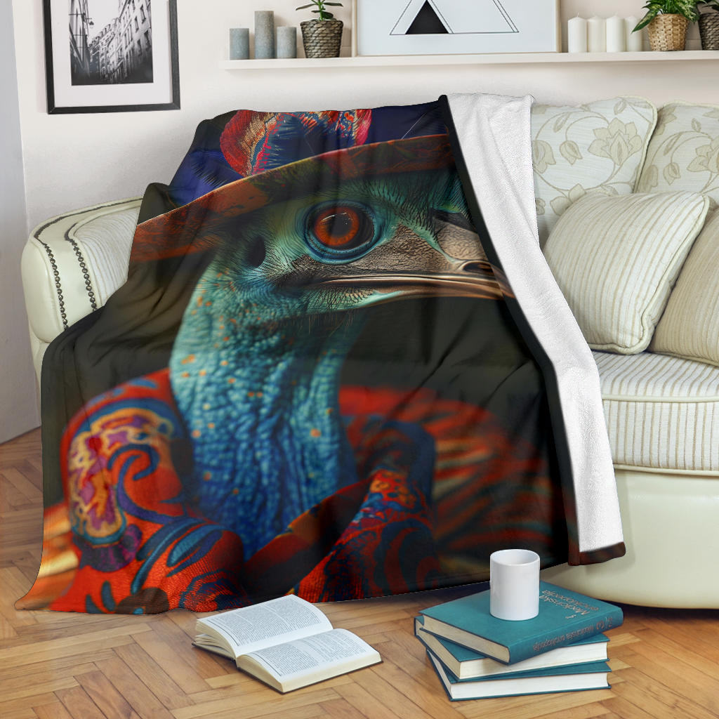 Cassowary Blanket, Trippy Psychedelics Cassowary Fleece Blanket, Cassowary Throw Blanket, Cassowary Gifts