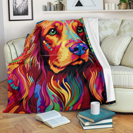 Irish Setter Blanket, Trippy Psychedelics Irish Setter Fleece Blanket, Irish Setter Throw Blanket, Irish Setter Gifts