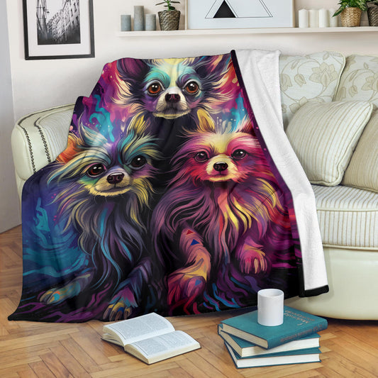 Chinese Crested Blanket, Trippy Psychedelics Chinese Crested Fleece Blanket, Chinese Crested Throw Blanket, Chinese Crested Gifts