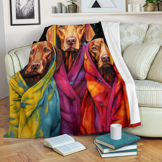 Vizsla Blanket, Trippy Psychedelics Vizsla Fleece Blanket, Vizsla Throw Blanket, Vizsla Gifts