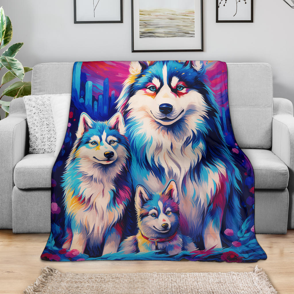 Alaskan Malamute Blanket, Trippy Psychedelics Alaskan Malamute Fleece Blanket, Alaskan Malamute Throw Blanket, Alaskan Malamute Gifts