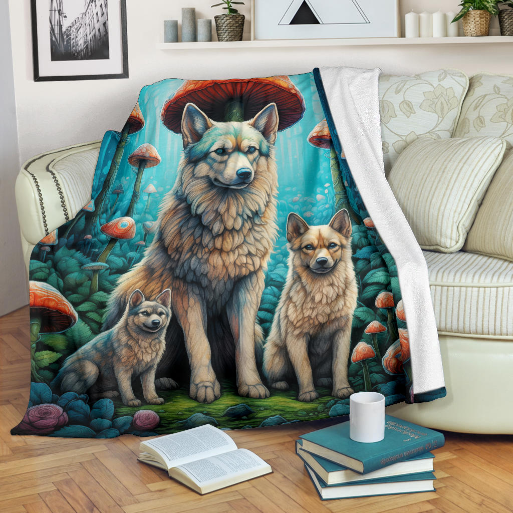 Norwegian Elkhound Blanket, Trippy Psychedelics Norwegian Elkhound Fleece Blanket, Norwegian Elkhound Throw Blanket, Norwegian Elkhound Gifts