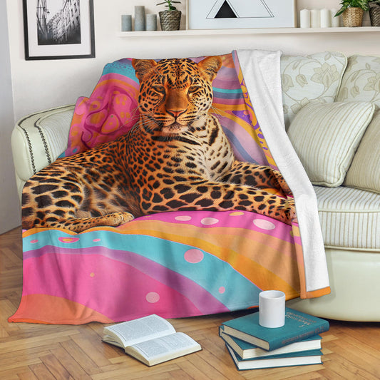 Leopard animal Blanket, Trippy Psychedelics Leopard animal Fleece Blanket,Leopard animal Throw Blanket, Leopard animal Gifts