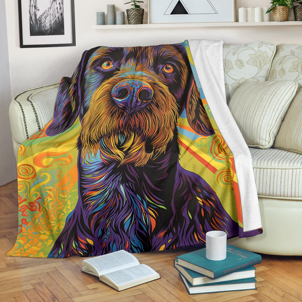 German Wirehaired Pointer Blanket, Trippy Psychedelics German Wirehaired Pointer Fleece Blanket, German Wirehaired Pointer Throw Blanket, German Wirehaired Pointer Gifts