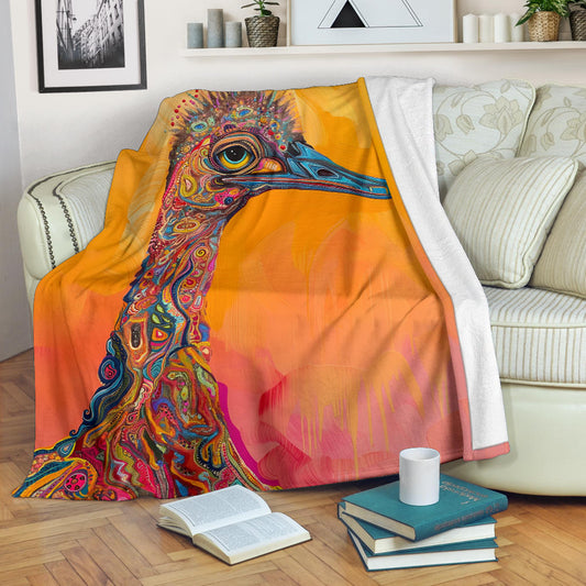 Emu Blanket, Trippy Psychedelics Emu Fleece Blanket, Emu Throw Blanket, Emu Gifts