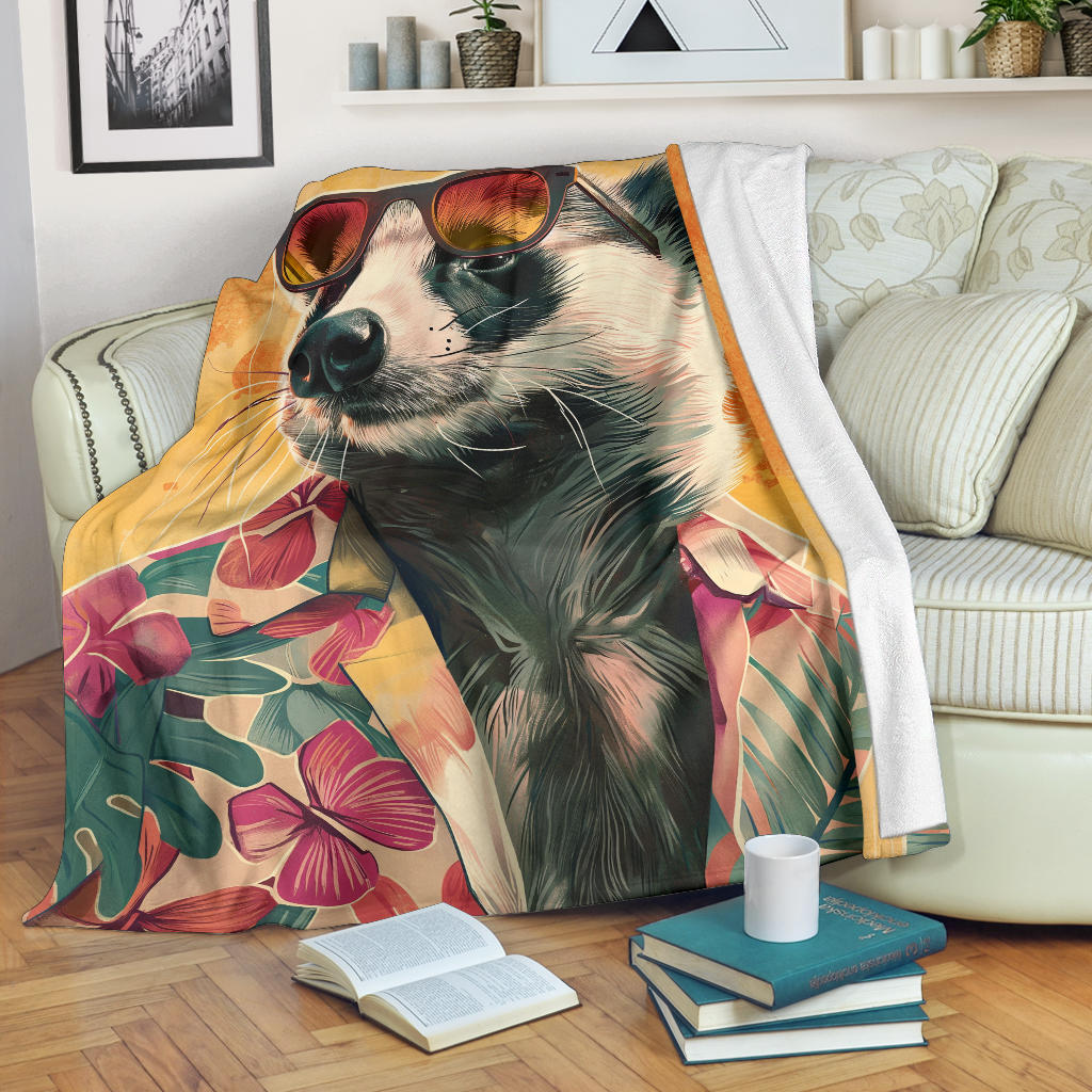 Badger Blanket, Trippy Psychedelics Badger Fleece Blanket, Badger Throw Blanket, Badger Gifts