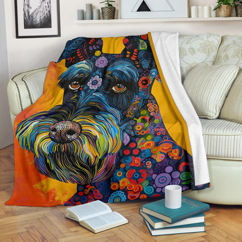 Kerry Blue Terrier Blanket, Trippy Psychedelics Kerry Blue Terrier Fleece Blanket, Kerry Blue Terrier Throw Blanket, Kerry Blue Terrier Gifts