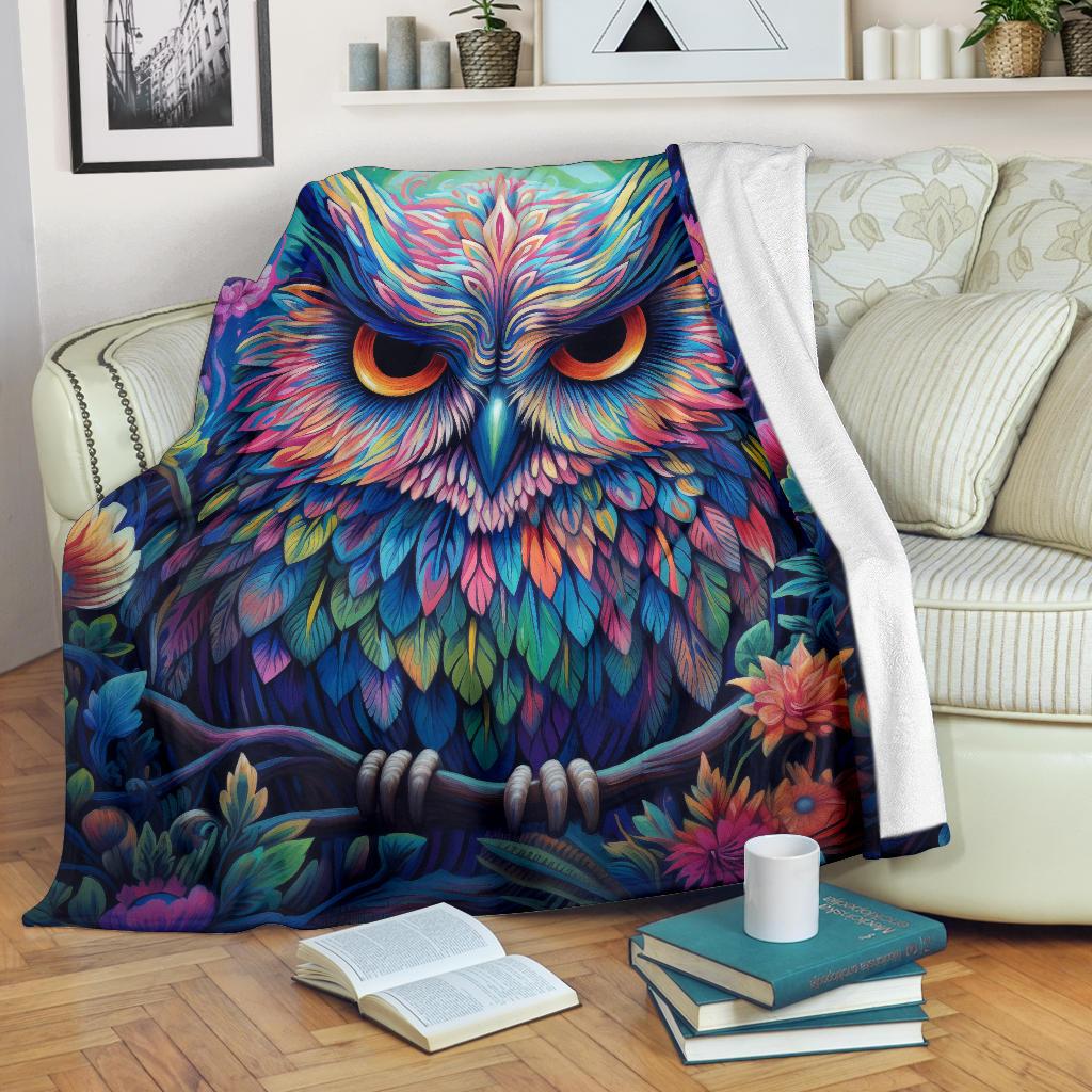 Trippy Psychedelics Owl Blanket