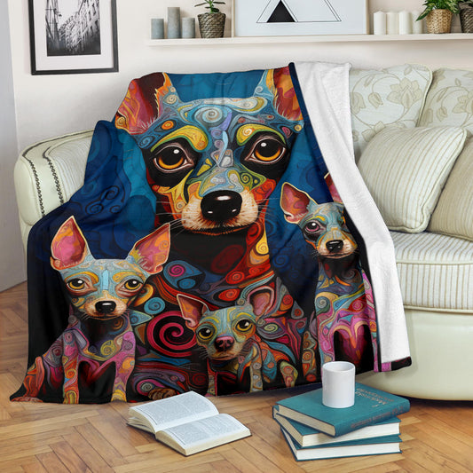 Rat Terrier Blanket, Trippy Psychedelics Rat Terrier Fleece Blanket, Rat Terrier Throw Blanket, Rat Terrier Gifts