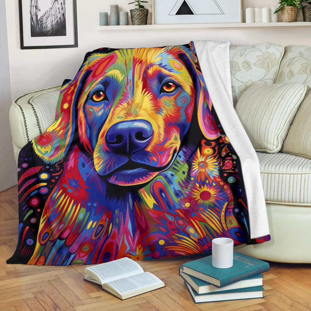 Trippy Psychedelics Labrador Retriever Blanket, Labrador Retriever Throw Blanket, Labrador Retriever Fleece Blanket, Labrador Retriever Gift