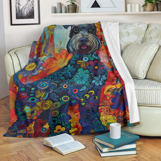 Kerry Blue Terrier Blanket, Trippy Psychedelics Kerry Blue Terrier Fleece Blanket, Kerry Blue Terrier Throw Blanket, Kerry Blue Terrier Gifts