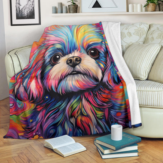 Shih Tzu Blanket, Shih Tzu Trippy Psychedelics Blanket, Shih Tzu Gifts, Shih Tzu Throw Blanket