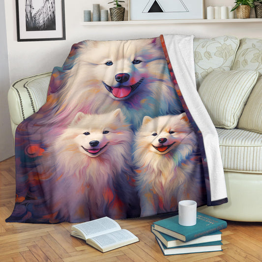 Samoyed Blanket, Trippy Psychedelics Samoyed Fleece Blanket, Samoyed Throw Blanket, Samoyed Gifts