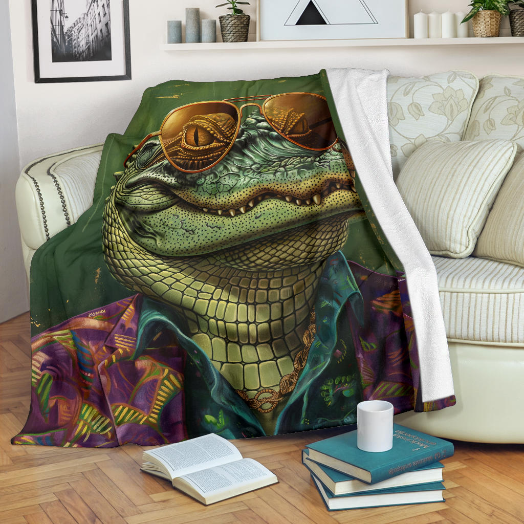 Alligator Blanket, Trippy Psychedelics Alligator Fleece Blanket, Alligator Throw Blanket, Alligator Gifts