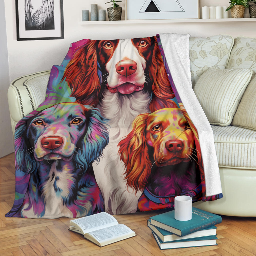 Welsh Springer Spaniel Blanket, Trippy Psychedelics Welsh Springer Spaniel Fleece Blanket, Welsh Springer Spaniel Throw Blanket, Welsh Springer Spaniel Gifts