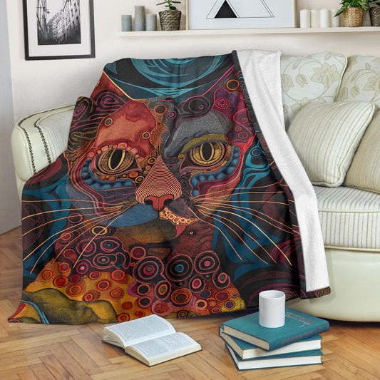 LaPerm cat Blanket, Trippy Psychedelics LaPerm cat Fleece Blanket, LaPerm cat Throw Blanket, LaPerm cat Gifts