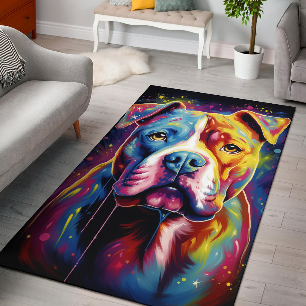 American Bulldog Area Rug, American Bulldog Trippy Rug, American Bulldog Gifts, American Bulldog Decor