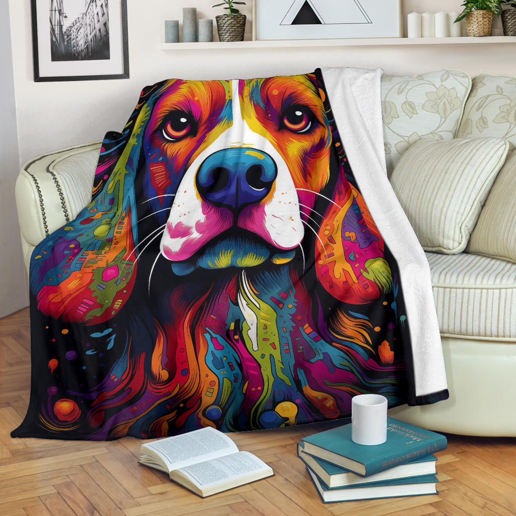 Trippy Psychedelics Beagle Dog, Beagle Dog Fleece Blanket, Beagle Dog Throw Blanket, Beagle Gifts