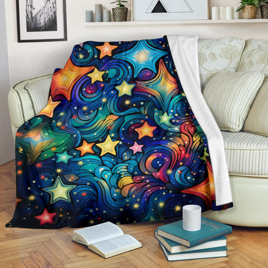 Stars Blanket, Trippy Psychedelics Stars Blanket, Stars Gifts, Flower Child Blanket