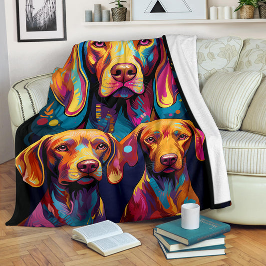 Vizsla Blanket, Trippy Psychedelics Vizsla Fleece Blanket, Vizsla Throw Blanket, Vizsla Gifts