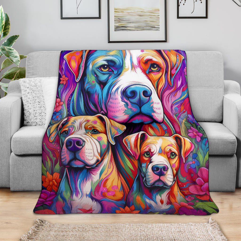 American Bulldog Blanket, Trippy Psychedelics American Bulldog Fleece Blanket, American Bulldog Throw Blanket, American Bulldog Gifts