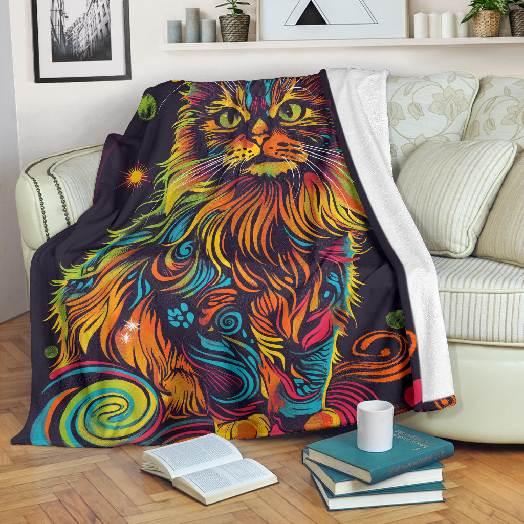 Ragamuffin Cat Blanket, Trippy Psychedelics Ragamuffin Cat Fleece Blanket, Ragamuffin Cat Throw Blanket, Ragamuffin Cat Gifts