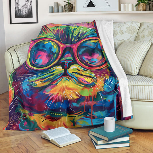 Exotic Shorthair cat Blanket, Trippy Psychedelics Exotic Shorthair cat Fleece Blanket, Exotic Shorthair cat Throw Blanket, Exotic Shorthair cat Gifts