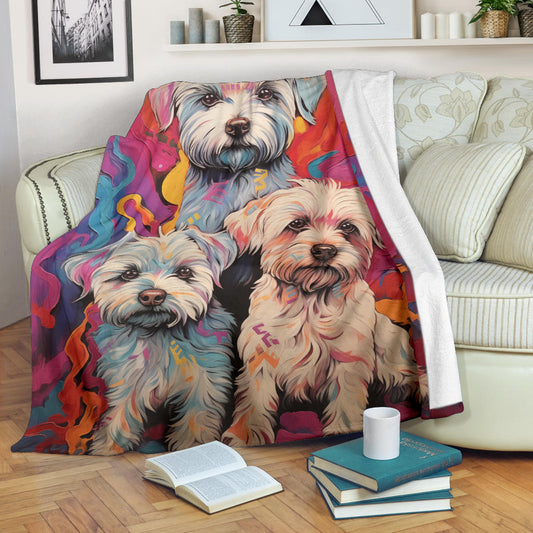 Dandie Dinmont Terrier  Blanket, Trippy Psychedelics Dandie Dinmont Terrier Fleece Blanket, Dandie Dinmont Terrier Throw Blanket, Dandie Dinmont Terrier Gifts