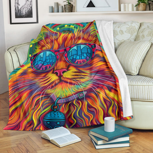 Maine Coon cat Blanket, Trippy Psychedelics Maine Coon cat Fleece Blanket, Maine Coon cat Throw Blanket, Maine Coon cat Gifts