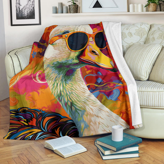 Goose Blanket, Trippy Psychedelics Goose Fleece Blanket, Goose Throw Blanket, Goose Gifts