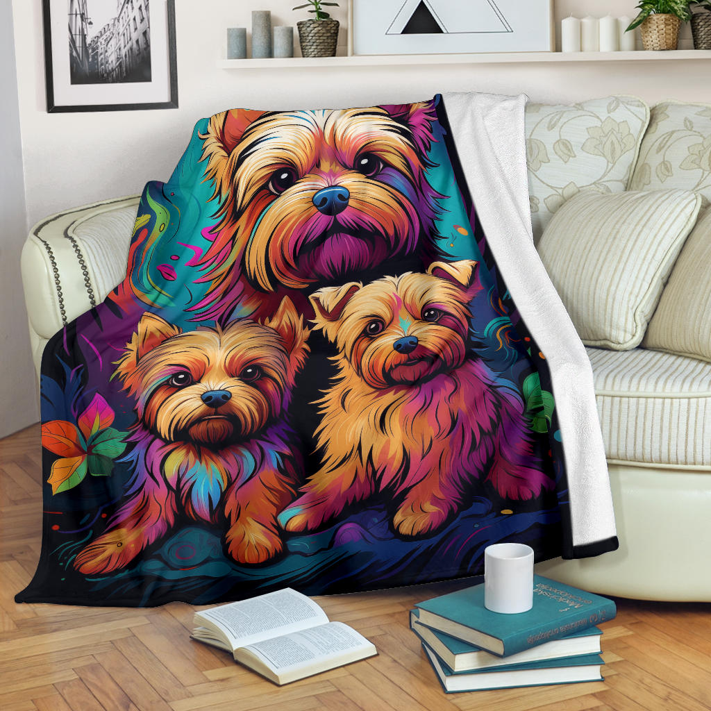 Norfolk Terrier Blanket, Trippy Psychedelics Norfolk Terrier Fleece Blanket, Norfolk Terrier Throw Blanket, Norfolk Terrier Gifts