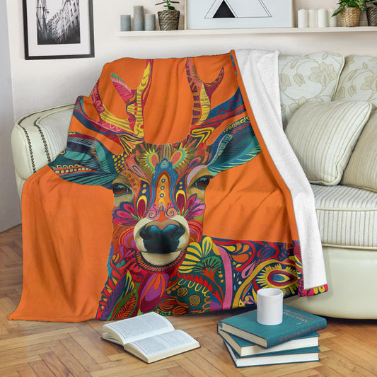 Antelope Blanket, Trippy Psychedelics Antelope Fleece Blanket, Antelope Throw Blanket, Antelope Gifts