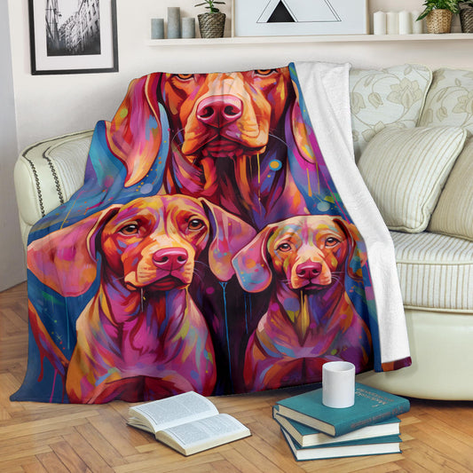 Vizsla Blanket, Trippy Psychedelics Vizsla Fleece Blanket, Vizsla Throw Blanket, Vizsla Gifts