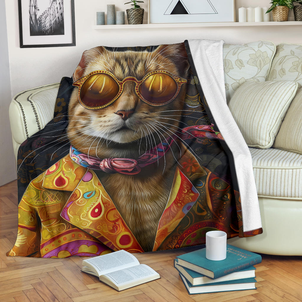 Oriental Cat Blanket, Trippy Psychedelics Oriental Cat Fleece Blanket, Oriental Cat Throw Blanket, Oriental Cat Gifts