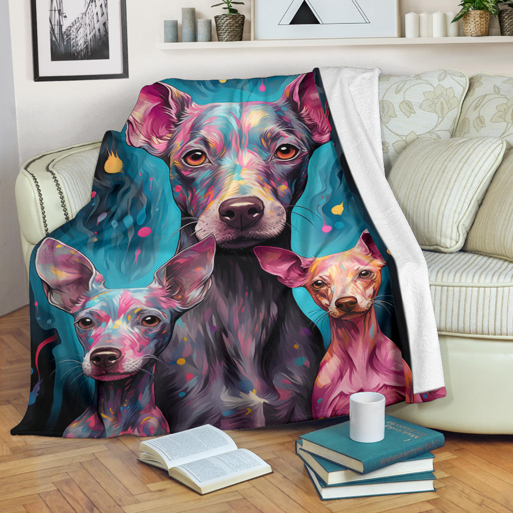 American Hairless Terrier Blanket, Trippy Psychedelics American Hairless Terrier Fleece Blanket, American Hairless Terrier Throw Blanket, American Hairless Terrier Gifts