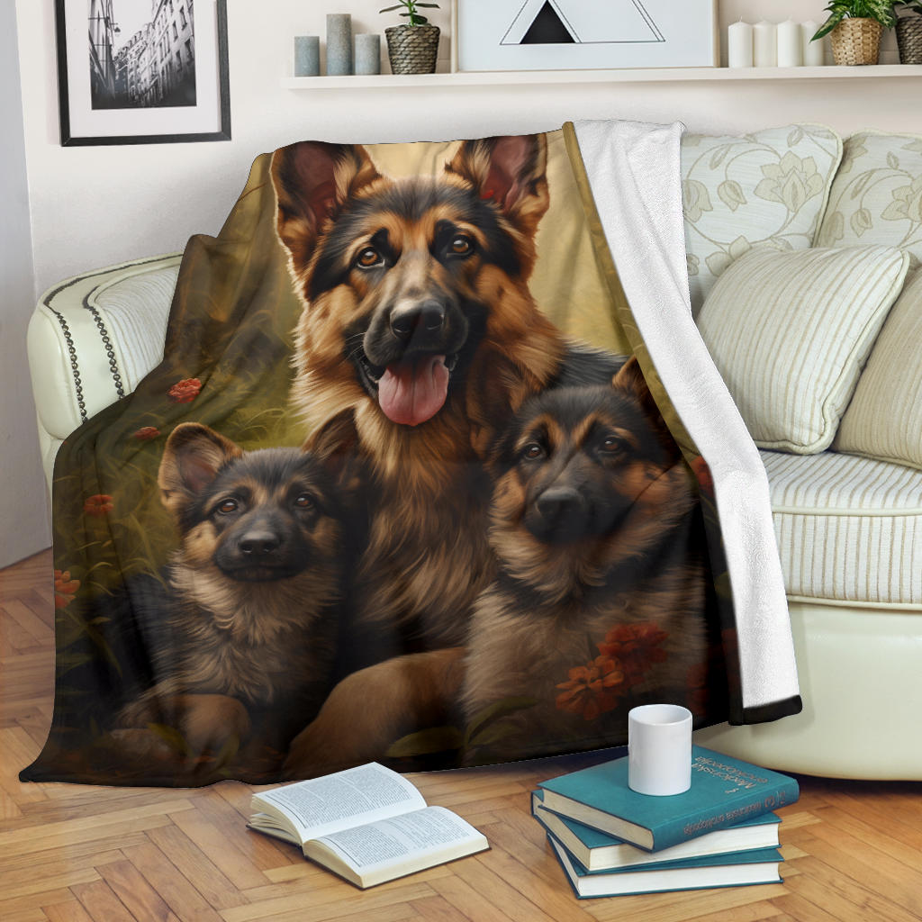 German Shepherd Family Blanket, German Shepherd Gifts, German Shepherd Throw Blanket, German Shepherd Fleece Blanket