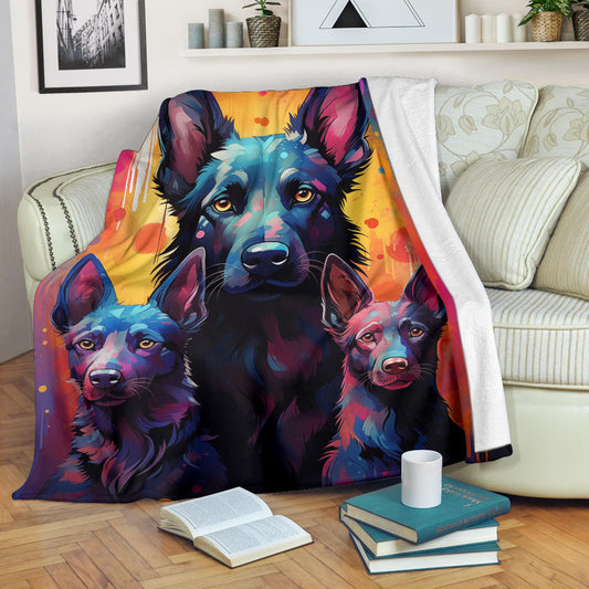 Dutch Shepherd Blanket, Trippy Psychedelics Dutch Shepherd Fleece Blanket, Dutch Shepherd Throw Blanket, Dutch Shepherd Gifts